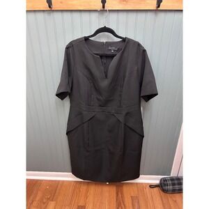 ELOQUII Black V Neck Sheath Dress Short Sleeve Business Casual Workwear Size 16